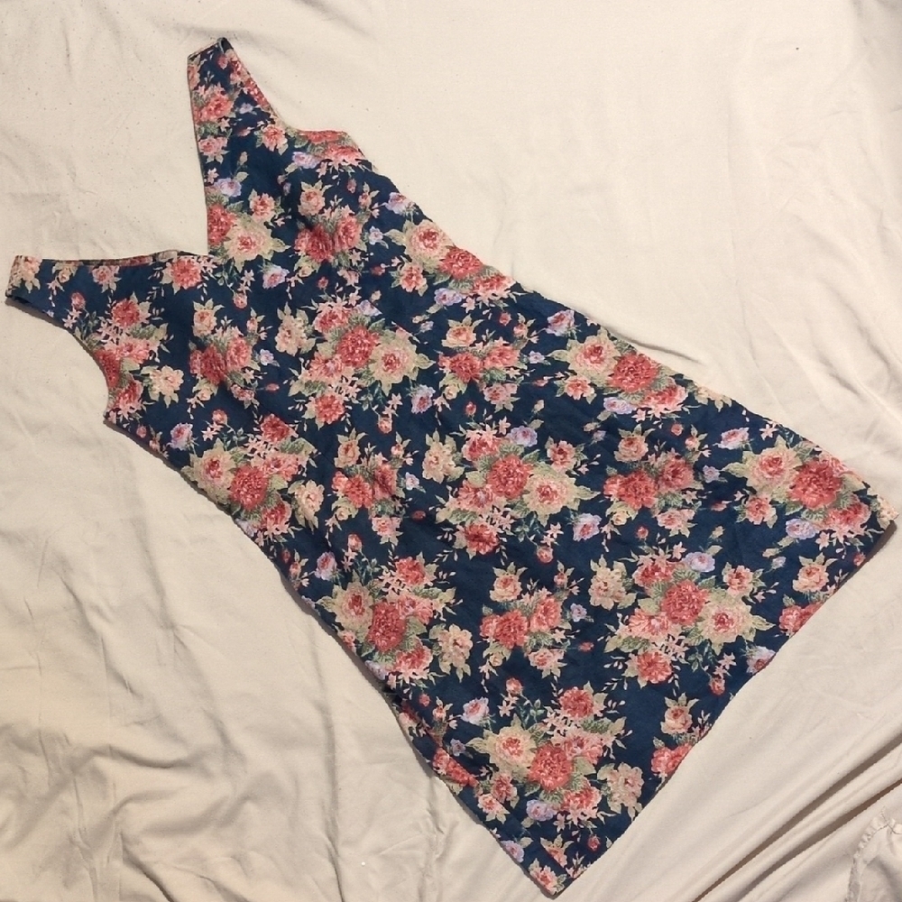 Boston Proper Linen Floral Mini Sleeveless Dress Sz 2